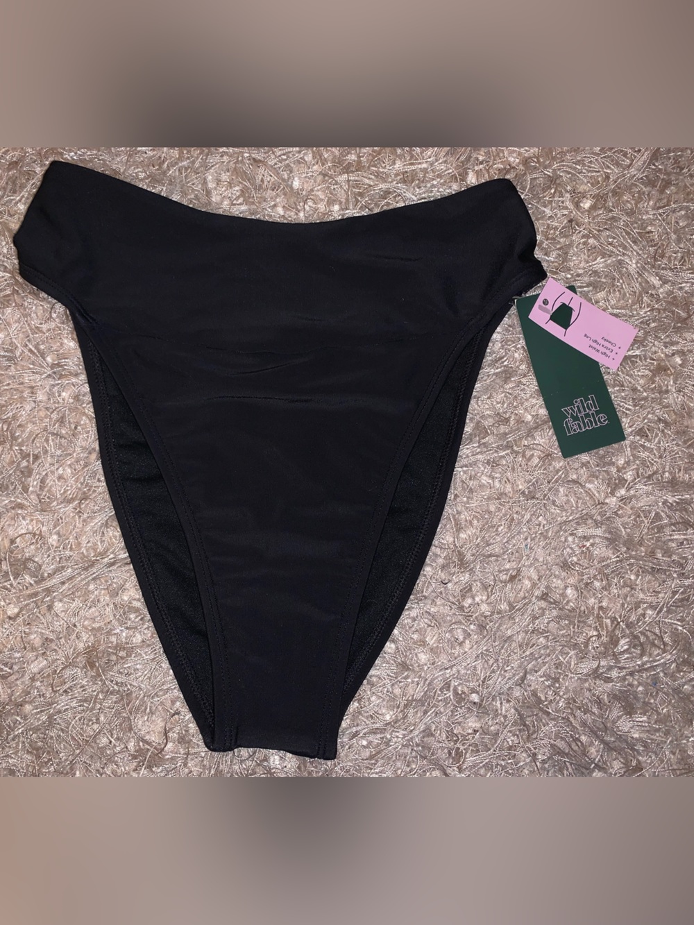 wild fable Black High-Waist extra high leg cheeky Bikini Bottom size S NWT